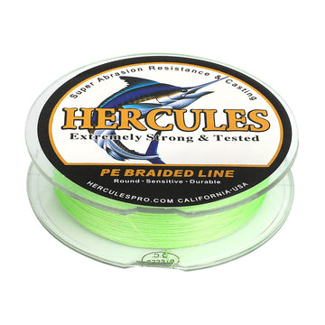 100M 109Yds Fluorescent Green 10lb-300lb HERCULES PE Braided Fishing Line 8 Strands HERCULES